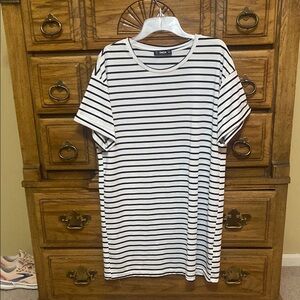 SHEIN Black and White Striped T-Shirt Dress size Medium